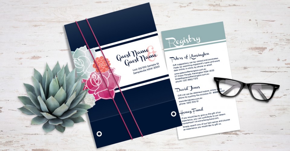 The Bride and Groom wanted their printed ‘Wedding Suite’ to reflect their personal style, whilst referencing the events harbourside location and its relaxed nautical feel.